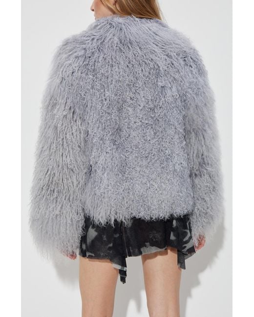 M I S B H V Gray Fur Coat With Pockets