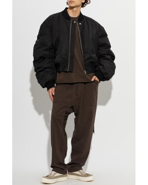 Rick Owens Black Quilted Bomber Jacket for men