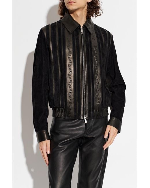 Versace Black Leather Jacket for men