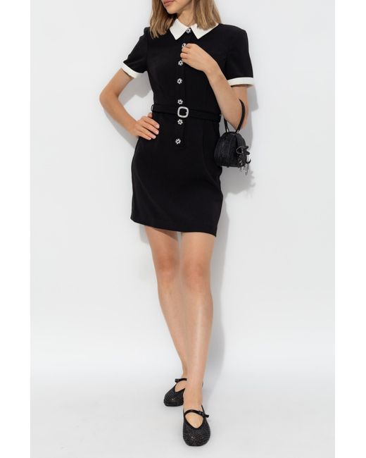 ワンピース SELF PORTRAIT SHORT DRESS WITH CONTRASTING COLLAR Self-Portrait Dress With Collar in Black | Lyst