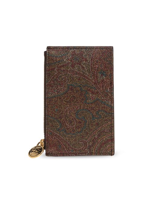 Etro Brown Card Holder With Logo