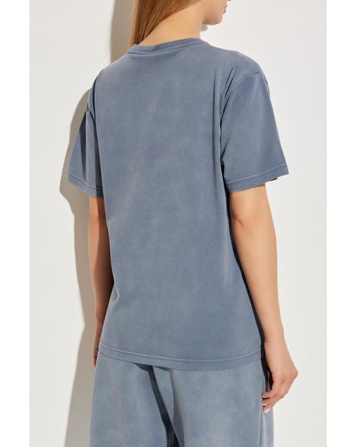 T By Alexander Wang Blue T-Shirt With Printed Logo