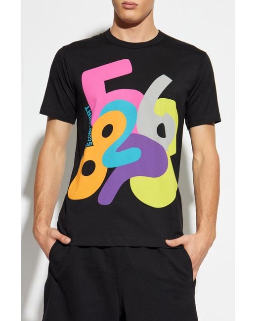 Comme des Garçons Black T-Shirt With Colorful Print for men
