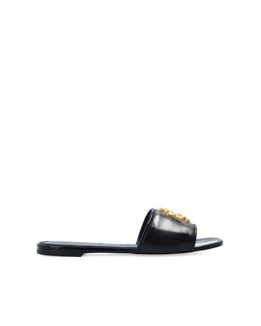 Tory Burch 'eleanor' Leather Slides in Black | Lyst