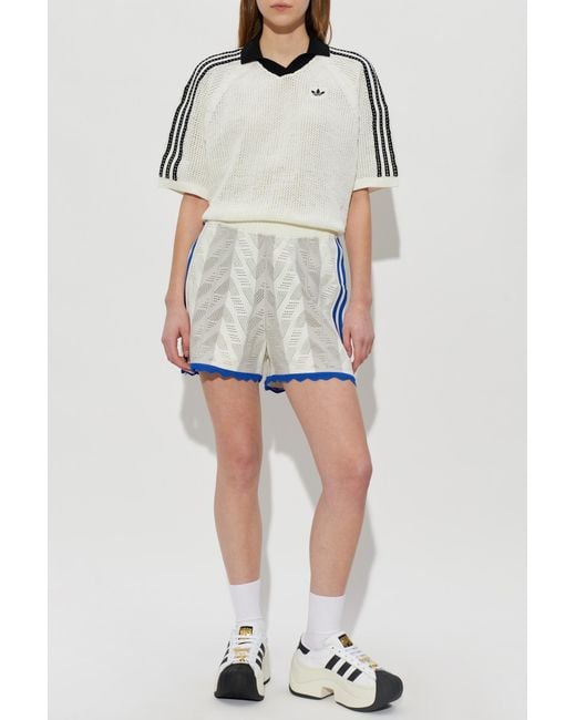 Adidas Originals White Shorts With Logo Appliqué