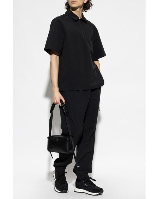 Moncler Black Polo With Logo Patch for men