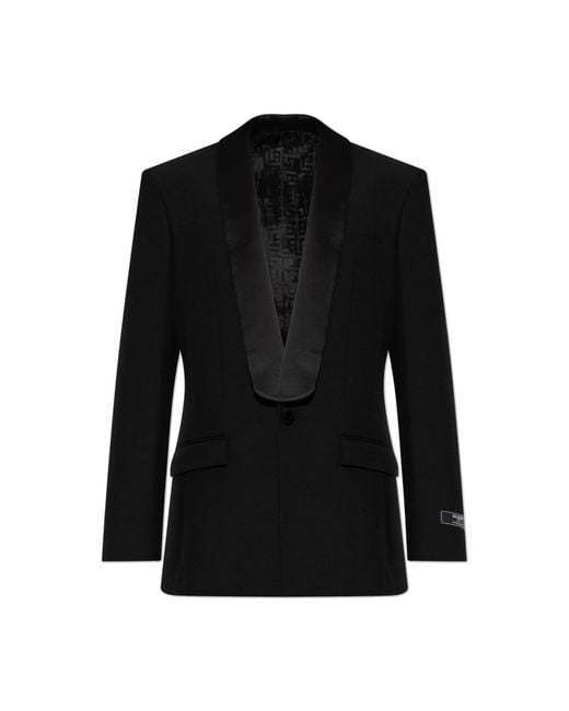 Balmain Black Wool Blazer With Single Vent for men