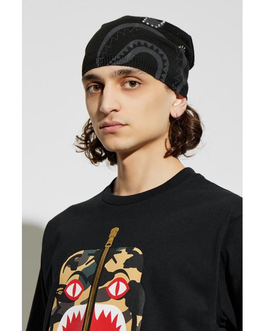 A Bathing Ape Black Cap With Print for men