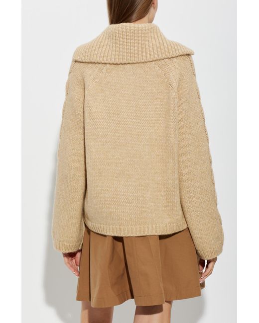 Moncler Natural Cardigan With Logo Patch