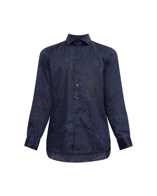 Etro Blue Patterned Shirt for men