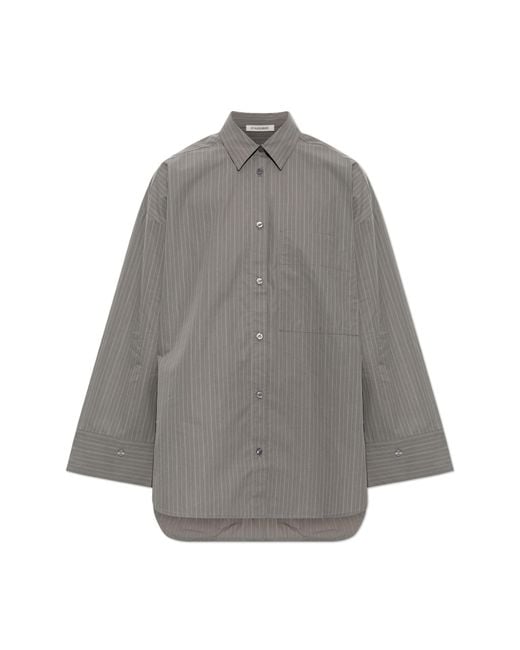 By Malene Birger Gray Cotton 'Derris' Striped Shirt