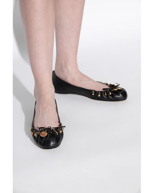 Chloé Black Leather Ballet Flats