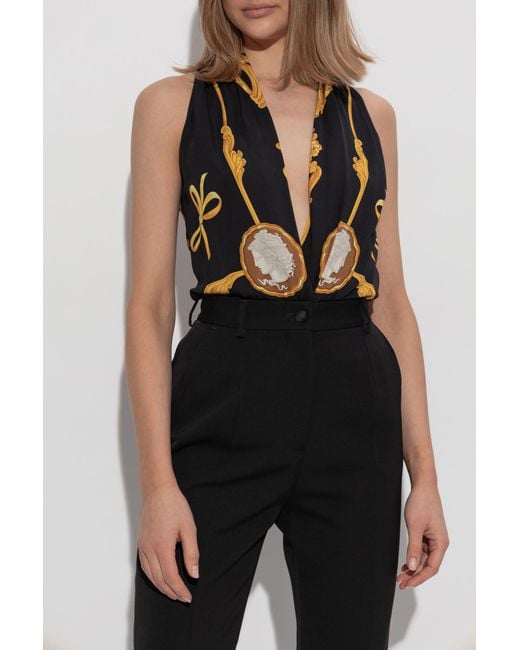 Versace Black Patterned Bodysuit