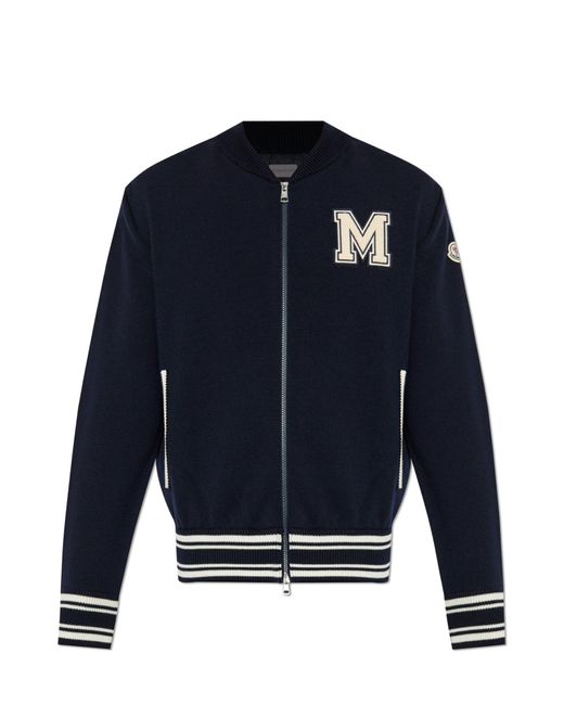 Moncler Blue Jacket With Logo for men