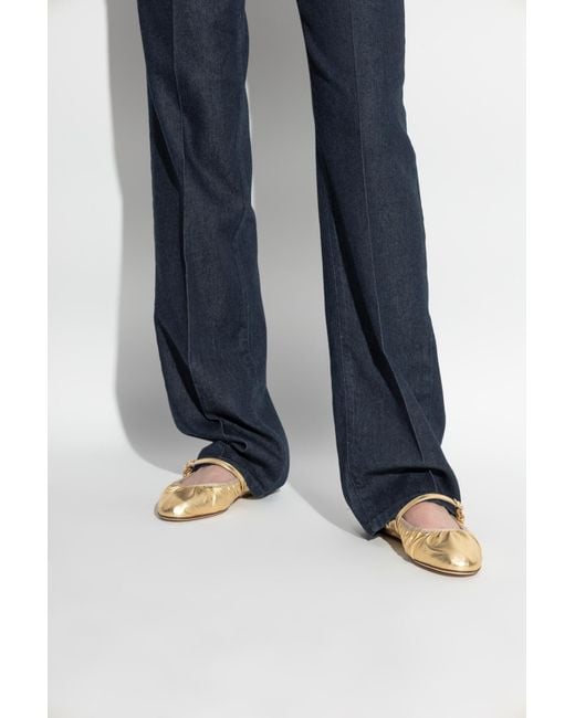 Dolce & Gabbana Metallic Leather Ballerinas