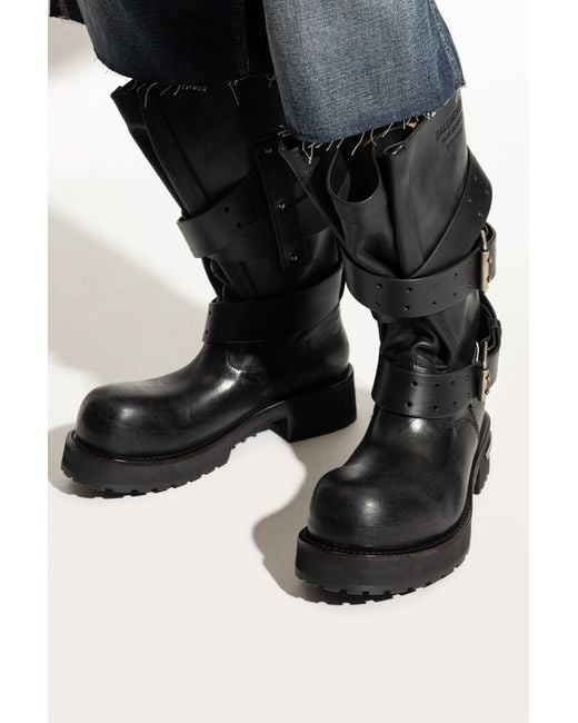 Balenciaga Black Leather Boots for men