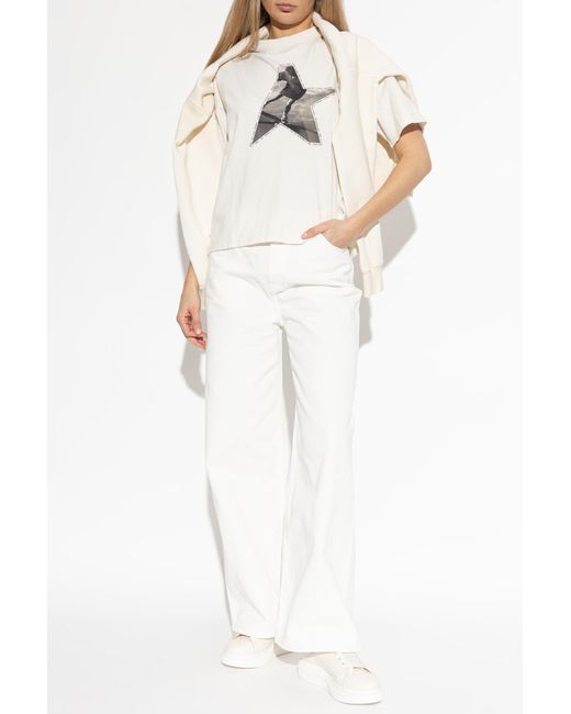 Golden Goose Deluxe Brand White T-Shirt With Print