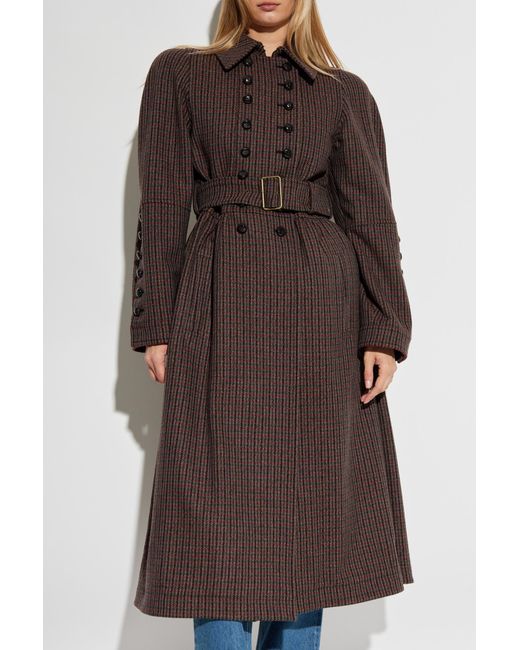 Chloé Blue Plaid-Patterned Coat