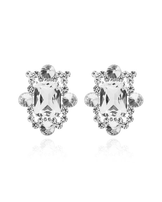 Self-Portrait Metallic Earrings With Shimmering Crystals