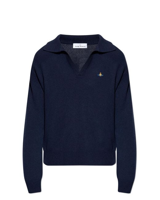 Vivienne Westwood Blue Sweater With Logo Patch for men