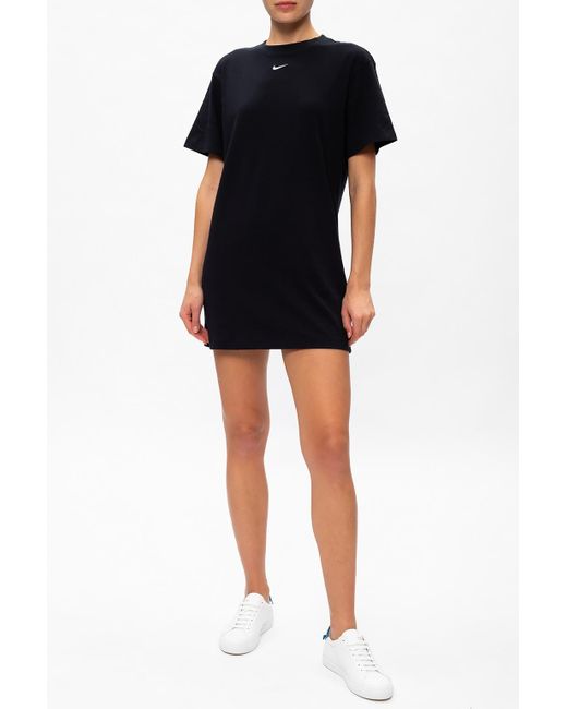 Nike Cotton Long T-shirt With Logo Black - Lyst