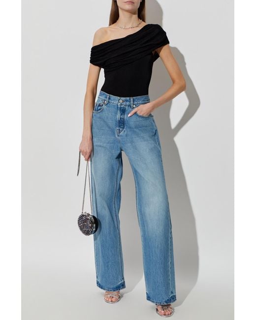 Self-Portrait Women's Blue Top With An Exposed Shoulder