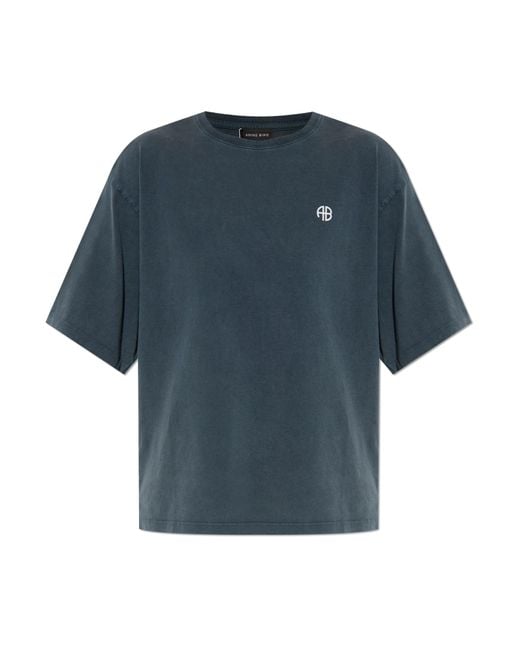 Anine Bing Blue T-Shirt 'Rudy'