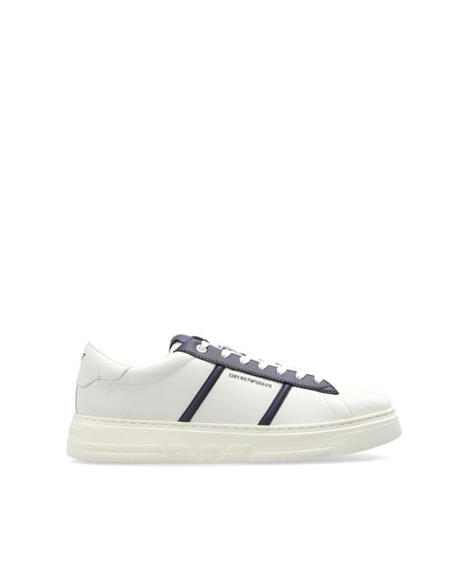 Emporio Armani White Sports Shoes With Logo for men