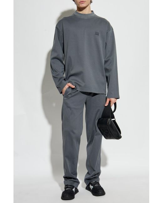 Dolce & Gabbana Blue Sweatshirt With Logo Appliqué for men