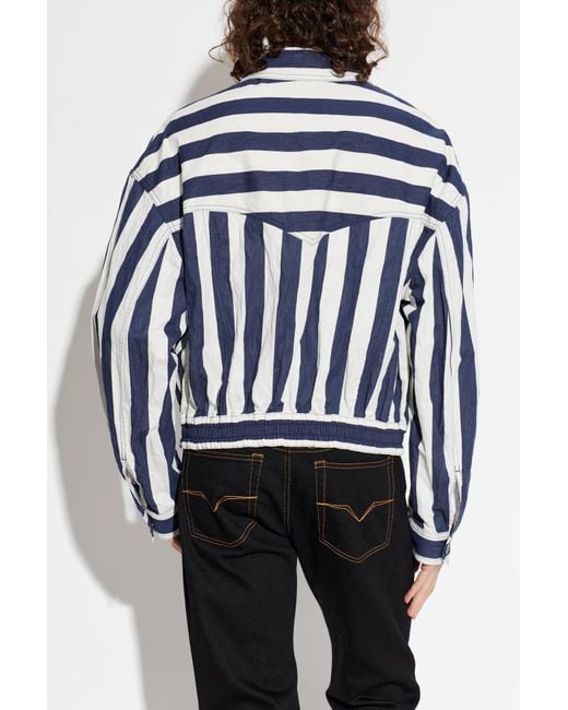 Versace Blue Jacket With Stripe Pattern for men