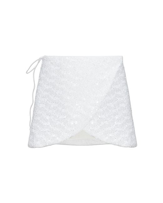 Oseree White Sequin Skirt