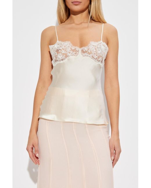 Chloé Natural Silk Top With Lace Insert