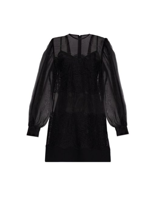 Dolce & Gabbana Black Dress With Lace Trim