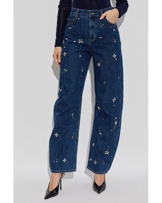 Self-Portrait Blue Jeans With Shimmering Appliqués