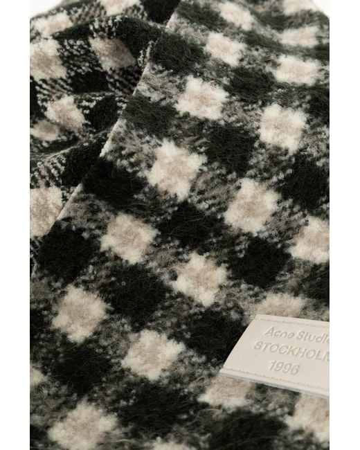 Acne Black Scarf With A Check Pattern