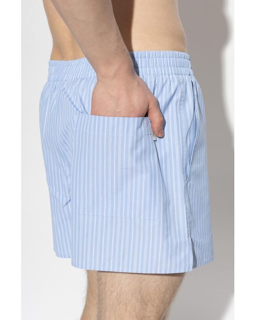 AMI Blue Ribbed Shorts for men