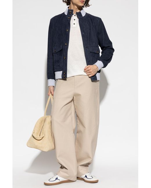 Eleventy White Linen Polo for men