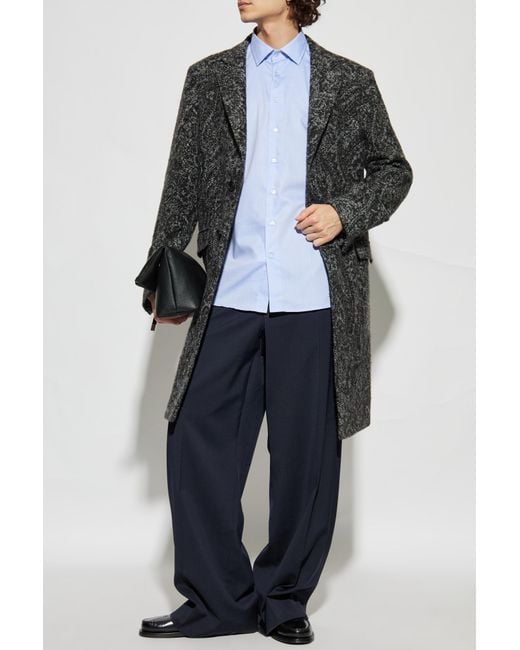 Etro Blue Shirt With Embroidered Logo for men