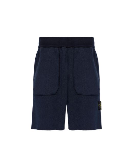 Stone Island Blue Shorts With Logo Patch for men