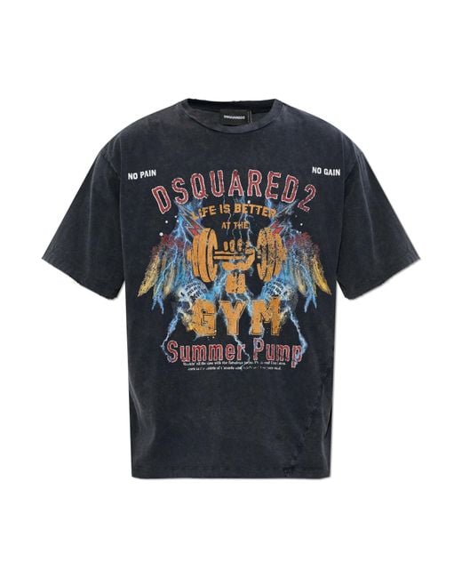 DSquared² Black T-Shirt With Logo for men