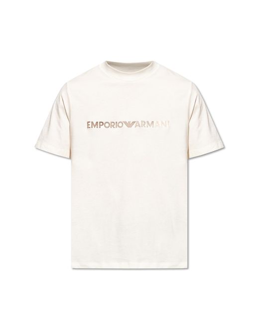 Emporio Armani White Cotton T-Shirt for men
