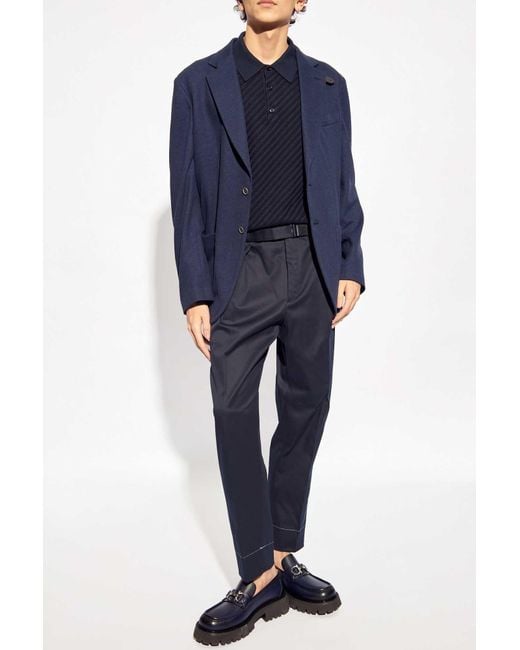 Brioni Blue Blazer With Notch Lapels for men
