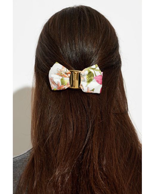 Ferragamo Multicolor Hair Clip With Floral Motif