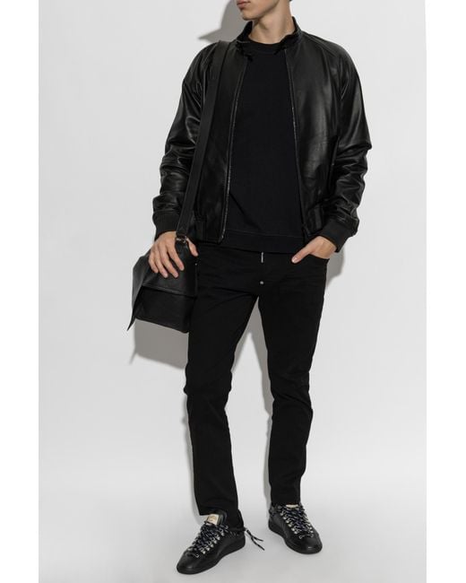 DSquared² Black Leather Jacket for men