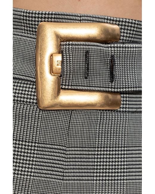 Balmain Gray Houndstooth Pattern Trousers
