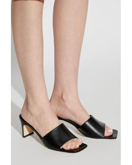 Aeyde White Heeled Mules "Jessie"