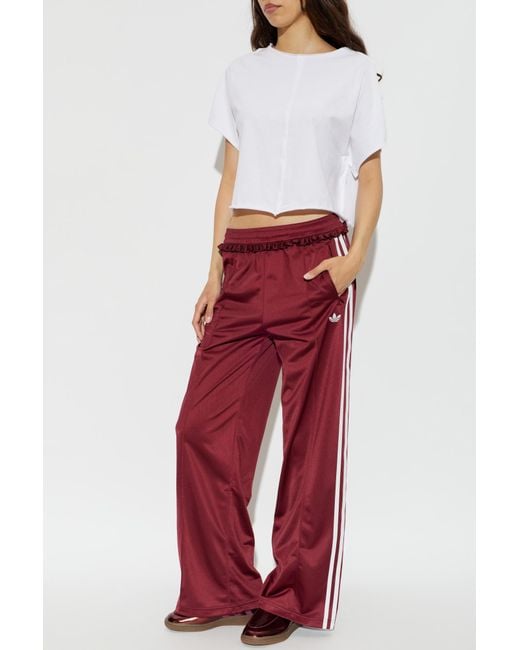 Adidas Originals Red Wide-Leg Sweatpants