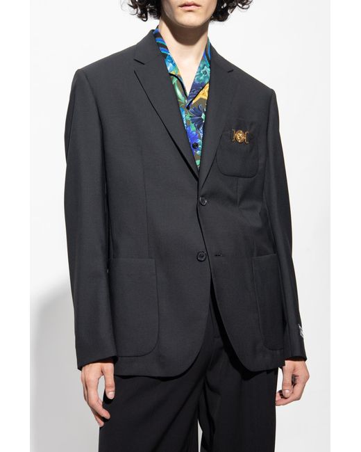Versace Black Single-Breasted Blazer for men