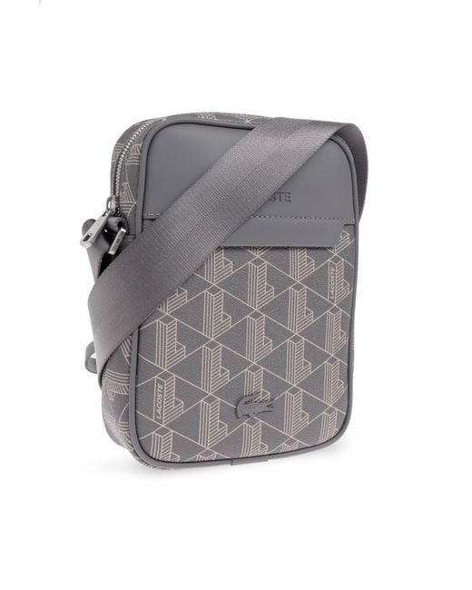 Lacoste Gray Shoulder Bag With Logo, for men