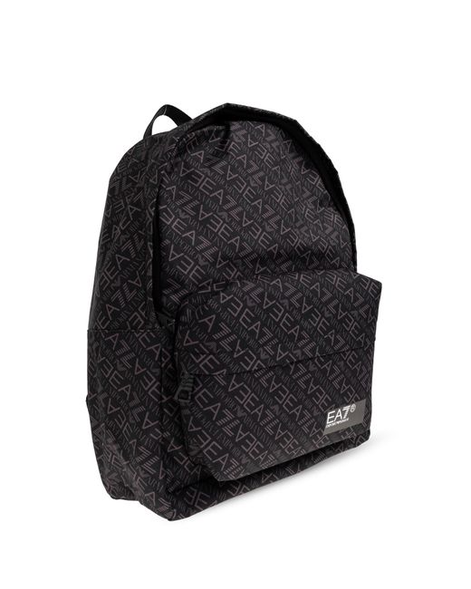 EA7 Black Monogram Backpack